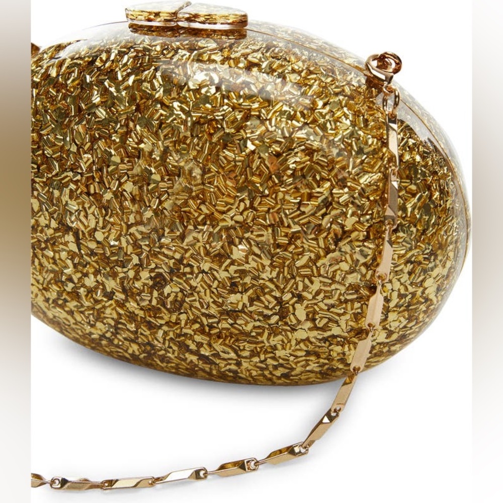 ROUND GOLD GLITTER CLUTCH PURSE - Picture 8 of 13